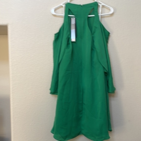 Nwt Halston heritage Sz 4 viridian green swing dress flutter sleeve lined $275 - Picture 9 of 11